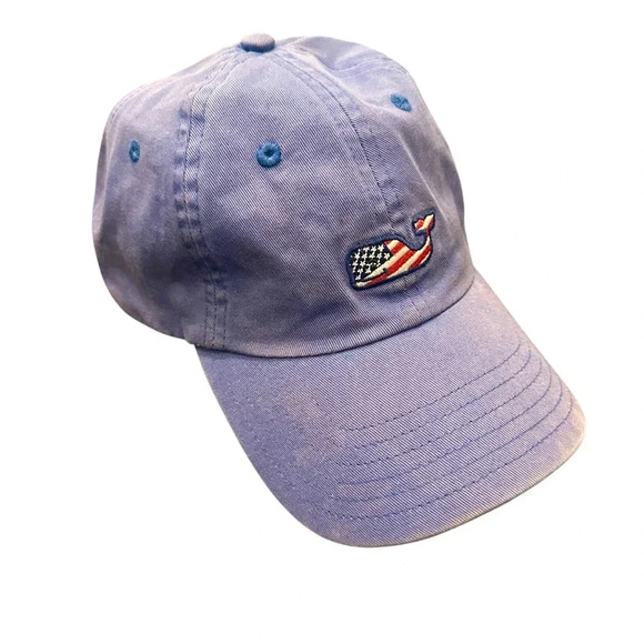 Vineyard Vines Accessories - Vineyard Vines American Flag Whale Baseball Cap w/ Leather Strap in Faded Blue